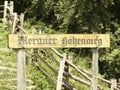 Signpost Merander HÃÂ¶henweg at Texelgruppe mountain hiking, South Tyrol, Italy