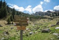 Signpost in the mountain. Racines Valley Royalty Free Stock Photo
