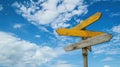 a signpost with multiple arrows pointing in different directions, symbolizing