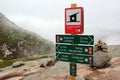 Signpost near the Kjeragbolten, Norway