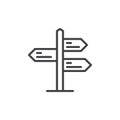 Signpost pointer line icon, outline vector sign