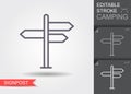 Signpost, pointer line icon, outline vector sign, linear style pictogram. Symbol, logo illustration. Editable stroke