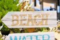 Signpost pointing to the beach in Ibiza Island, Spain Royalty Free Stock Photo