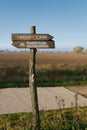 Signpost on the popular Elbe cycle path near Magdeburg Royalty Free Stock Photo