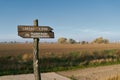 Signpost on the popular Elbe cycle path near Magdeburg Royalty Free Stock Photo