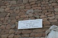 Signpost of Rome and August Temple in The Ancient Roman Port of Ostia Antica, Province of Rome, Lazio, Italy Royalty Free Stock Photo