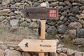 Signpost showing directions to Banyalbufar and Planici on the GR 221 hiking trail
