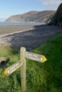 Signpost on the South West Coast Path, Lynmouth, Exmoor, North Devon Royalty Free Stock Photo