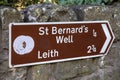 Signpost for St Bernards Well and Leith in Edinburgh