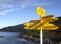 Signpost in the Stirling Point, Bluff, New Zealand.