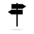 Signpost street vector illustration, road arrow symbol isolated on white background, web pointer