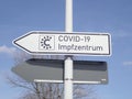 Signpost to a COVID-19 Vaccination Center in Germany