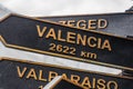 Signpost to the direction of the city of Valencia.