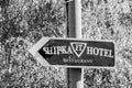 Signpost to the Shipka hotel and restaurant