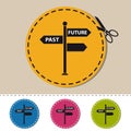 Signpost Vector Icon - Past And Future Concept - Colorful Vector Illustration - Isolated On White