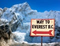 Signpost way to mount everest b.c. and mount Nuptse Royalty Free Stock Photo