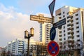 Signpost with waymark in Berlin Royalty Free Stock Photo