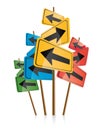 Signposts with colored arrows
