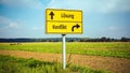 Signposts the direct way to conflict versus resolution Royalty Free Stock Photo