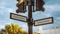 Signposts the direct way to cooperation versus competition Royalty Free Stock Photo