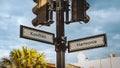 Signposts the direct way to harmony versus conflict Royalty Free Stock Photo