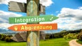 Signposts the direct way to integration versus demarcation Royalty Free Stock Photo
