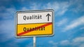 Signposts the direct way to quality versus quantity Royalty Free Stock Photo