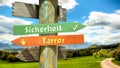 Signposts the direct way to security versus terror Royalty Free Stock Photo