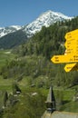 Signposts guiding hikers in the Valais