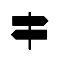 Signposts pointing in different directions black glyph ui icon
