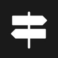 Signposts pointing in different directions dark mode glyph ui icon