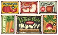 Signs and advertisement collection with farm fresh organic vegetables