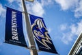 Signs advertising the Baltimore Ravens football team in downtown Baltimore Maryland