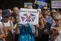 Signs at anti coup march in brighton Royalty Free Stock Photo