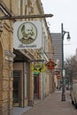 Signs for businesses along 6th Street in Austin, Texas Royalty Free Stock Photo