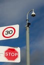 Signs and cctv. Royalty Free Stock Photo