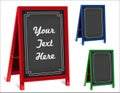 Signs, Chalk board Folding Sidewalk Easels, Red, Green Blue Frames