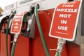 Signs On Closed Gas Station Pumps During Fuel Shortage