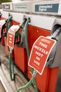 Signs On Closed Gas Station Pumps During Fuel Shortage