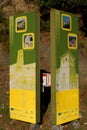 Welcome signs to two Spanish villages.