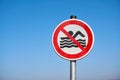 Signs erected at the end of the bathing season in Germany stating that bathing is prohibited Royalty Free Stock Photo