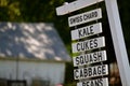 The signs of a farm stand in NH