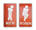 Signs female and male bathroom on white background.