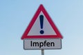 Sign Vaccinate german `Impfen` Royalty Free Stock Photo