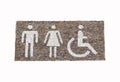 Signs icon modern public toilet or bathroom sign made from stone small pebbles stuck together in sheet brown