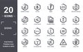 signs icon set. include creative elements as superset of above not equal to, circle with vertical line, reason, percent for hund,