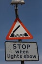 Signs indicating raising bridge Birkenhead Wirral August 2019