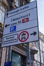 Signs indicating traffic directions Liverpool March 2020