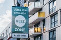 Ultra Low Emission Zone ULEZ sign on a street in London, UK Royalty Free Stock Photo