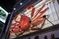 Signs of Japanese restaurant on the dotonburi walking street in king crab shaped to attract tourists